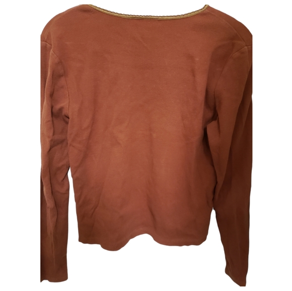 FALL BASIC | Long Sleeve Pumpkin Colored Top L - Picture 2 of 3